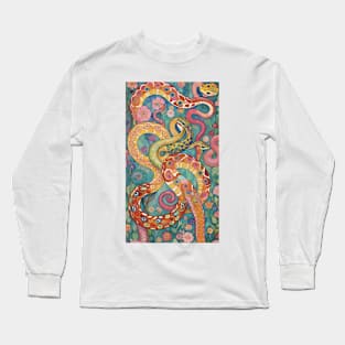 Gustav Klimt's Serpentine Symphony: Inspired Snake Art Long Sleeve T-Shirt